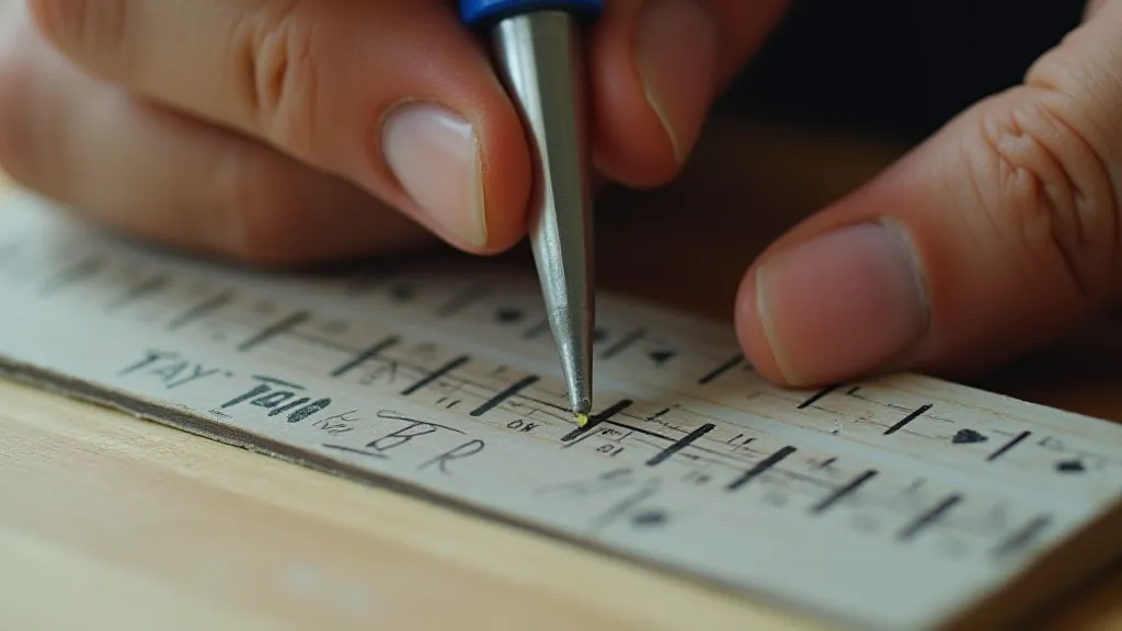 Hand applying glue to a slide rule