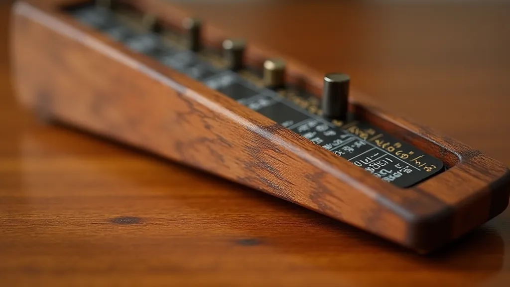 Mahogany slide rule body details