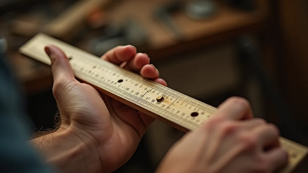 Hands holding a Pickett slide rule