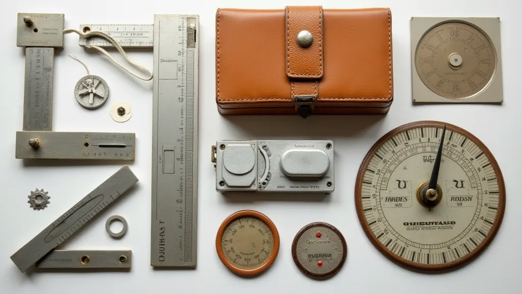 Collection of vintage slide rule accessories