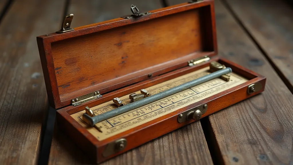 Slide rule in a protective case