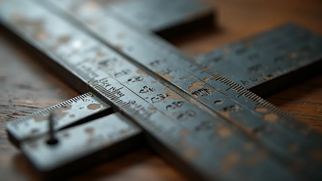 Detailed view of a slide rule's scales