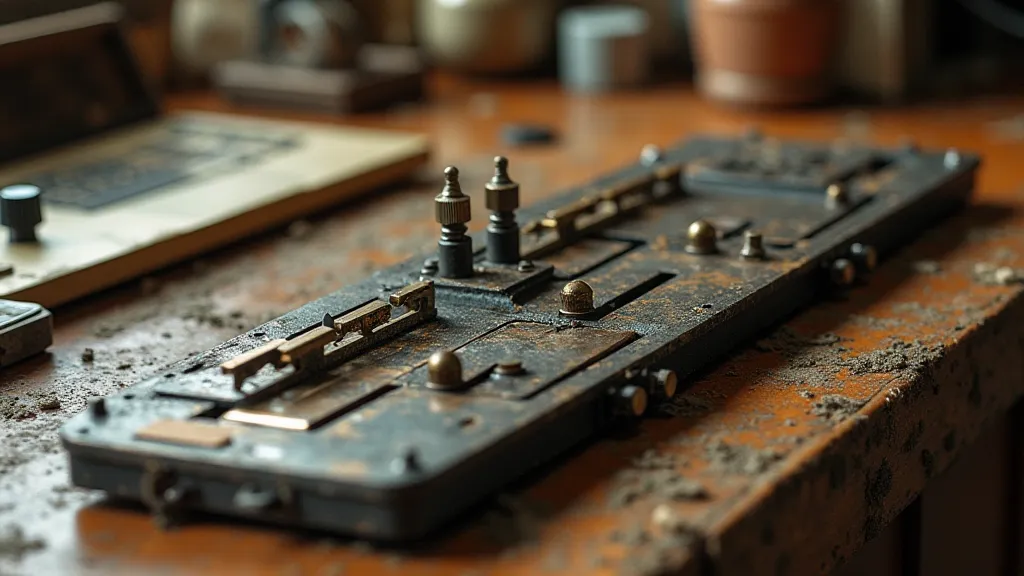 Interior view of a disassembled slide rule