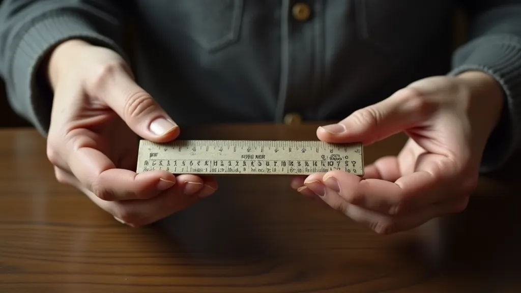 Hands carefully handling a vintage slide rule