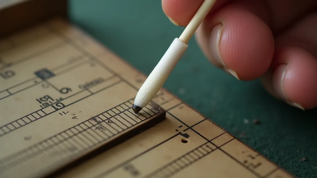 Applying lubricant to a slide rule runner.
