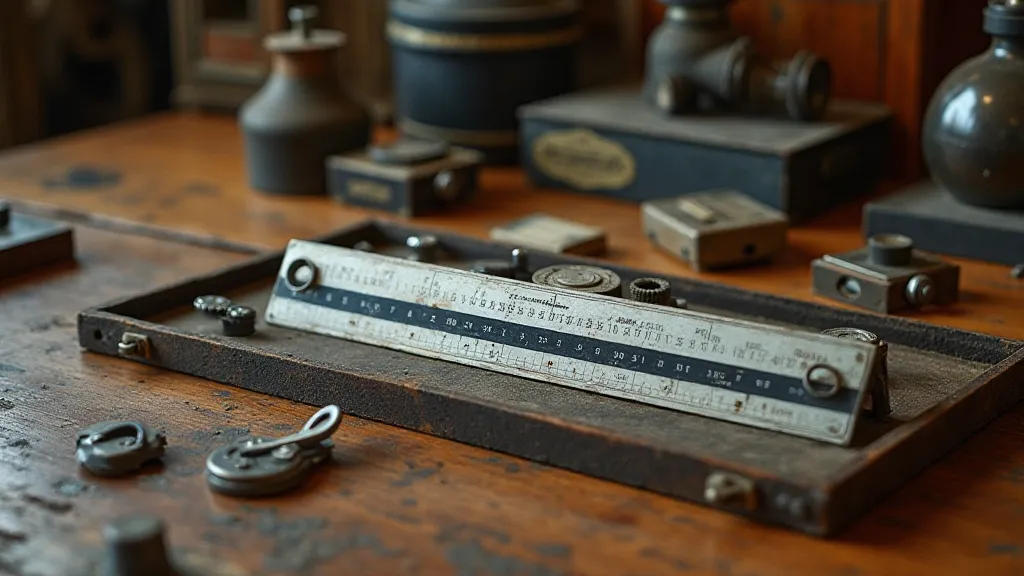 Vintage slide rule stored safely in a protective case.