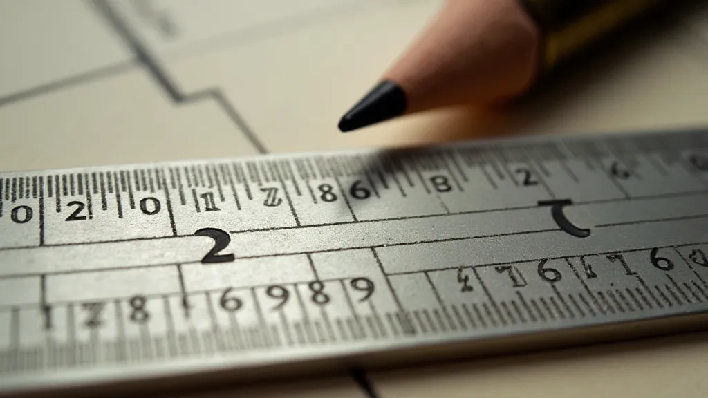 Close-up of a slide rule's C and D scales.